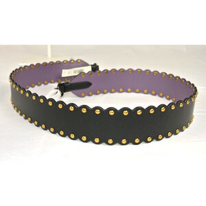 NWT Coach Scalloped Black / Purple Leather w/Rivets Novelty Strap 76551